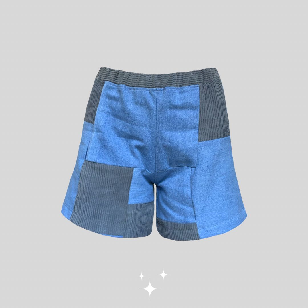 Short retalhos jeans + cotelê